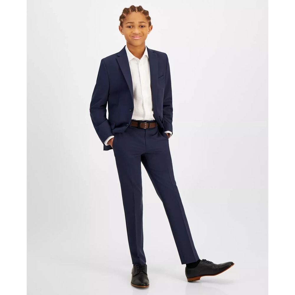 Kenneth Cole Reaction Boys Stretch Slim Fit Suit Jacket Pants Dark Blue Size 10